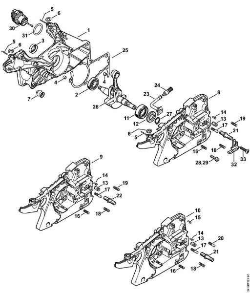 Moto-serras a gasolina (MS) MS 241 C-M Caixa da cambota da marca Stihl