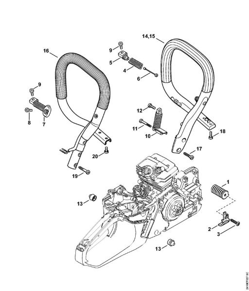 Moto-serras a gasolina (MS) MS 241 C-M Sistema anti-vibratório, Tubo do punho da marca Stihl