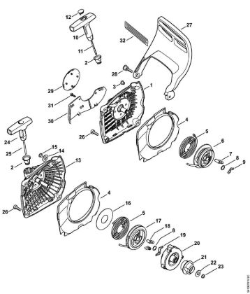 Moto-serras a gasolina (MS) MS 241 C-M VW Dispositivo de arranque, Protecção da mão da marca Stihl