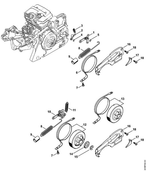 Moto-serras a gasolina (MS) MS 241 C-M VW Freio da corrente da marca Stihl