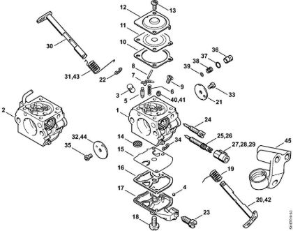 Moto-serras a gasolina (MS) MS 250 Carburador C1QÂ­S84, C1Q-100335 da marca Stihl