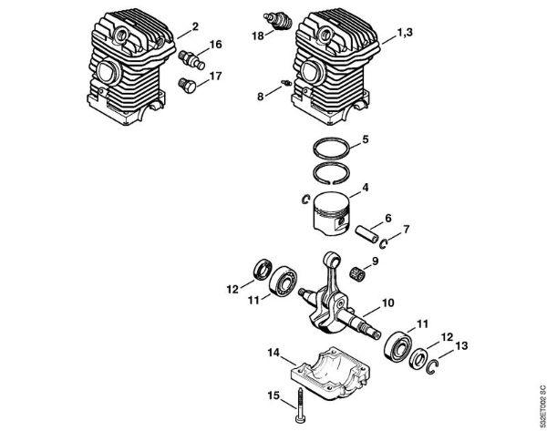 Moto-serras a gasolina (MS) MS 250 C-B Mecanismo propulsor da marca Stihl