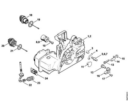 Moto-serras a gasolina (MS) MS 250 C-BE Cárter do motor da marca Stihl