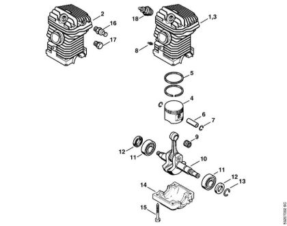 Moto-serras a gasolina (MS) MS 250 C-BE Mecanismo propulsor da marca Stihl