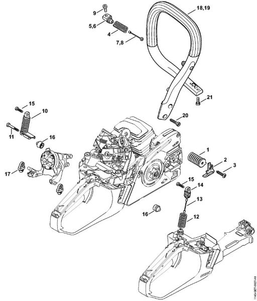 Moto-serras a gasolina (MS) MS 251 Sistema anti-vibratório, Tubo do punho da marca Stihl