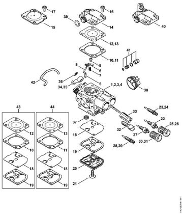 Moto-serras a gasolina (MS) MS 251 C-BEQ Carburador da marca Stihl