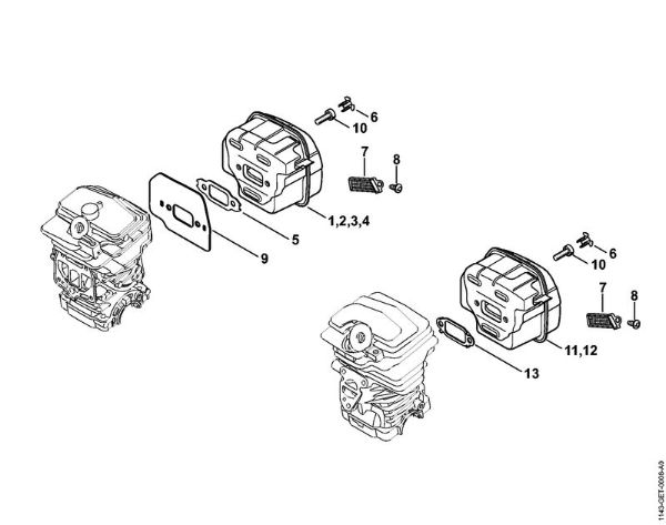 Moto-serras a gasolina (MS) MS 251 C-BEQ Silenciador da marca Stihl