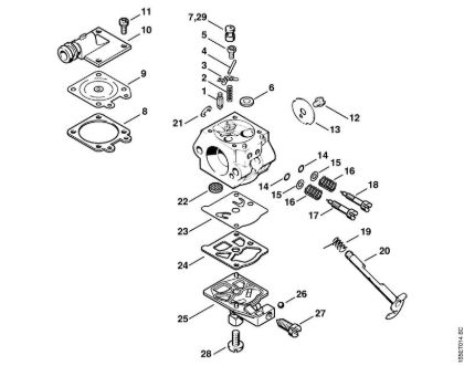 Moto-serras a gasolina (MS) MS 260 C-B Carburador WT-426   1 62 154 675, 2 62 187 361 (07.2004) da marca Stihl
