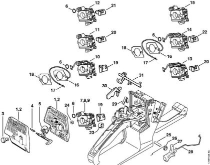 Moto-serras a gasolina (MS) MS 260 C-B Filtro de ar, Accionamento de gás da marca Stihl