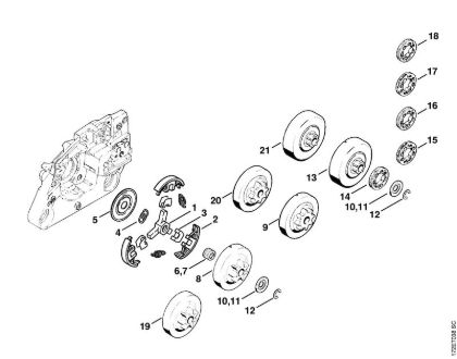 Moto-serras a gasolina (MS) MS 260-D Embreagem, Pinhão da marca Stihl