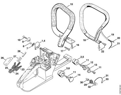 Moto-serras a gasolina (MS) MS 260-N Sistema anti-vibratório, Tubo do punho da marca Stihl
