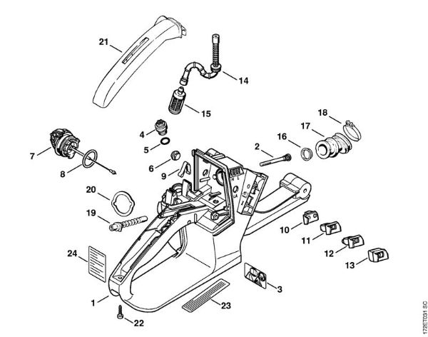 Moto-serras a gasolina (MS) MS 260-W Caixa do tanque da marca Stihl