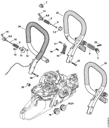 Moto-serras a gasolina (MS) MS 261-VW Sistema anti-vibratório, Tubo do punho da marca Stihl