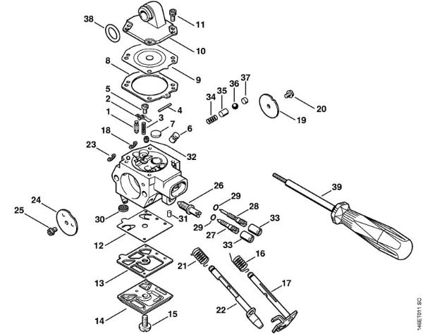 Moto-serras a gasolina (MS) MS 280 Carburador HD-32 (49.2006) da marca Stihl