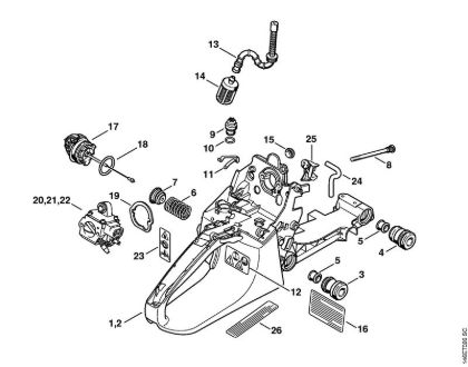 Moto-serras a gasolina (MS) MS 280 C-BQ Caixa do tanque da marca Stihl
