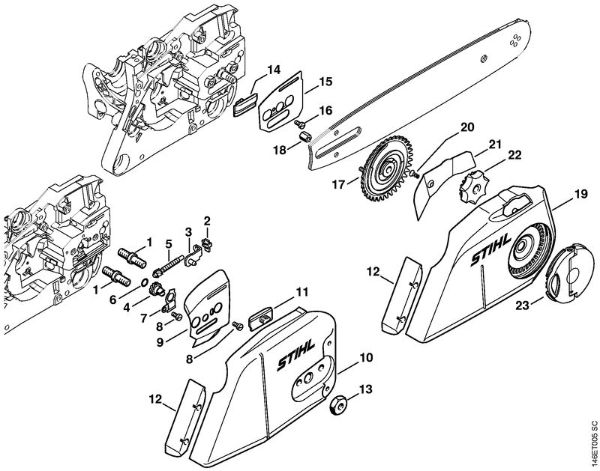 Moto-serras a gasolina (MS) MS 280 C-BQ Dispositivo tensor da corrente da marca Stihl