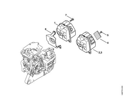 Moto-serras a gasolina (MS) MS 280 C-BQ Silenciador da marca Stihl