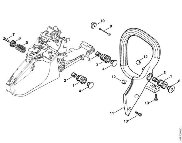 Moto-serras a gasolina (MS) MS 280 C-BQ Z Sistema anti-vibratório, Tubo do punho da marca Stihl