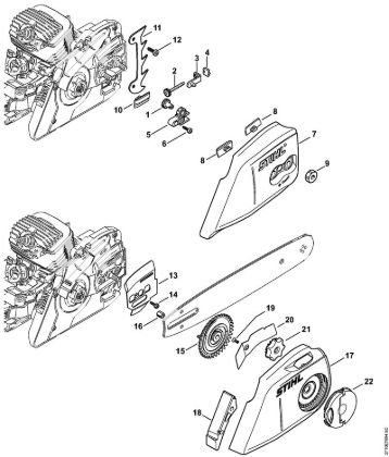 Moto-serras a gasolina (MS) MS 291 C-BEQ Dispositivo tensor da corrente, Tampa do carreto da marca Stihl