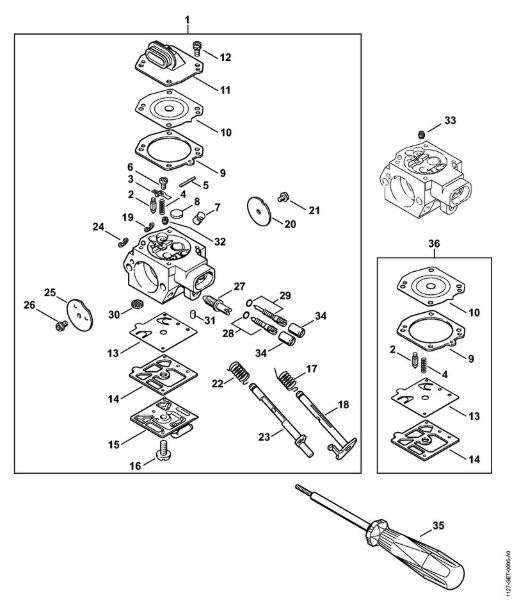 Moto-serras a gasolina (MS) MS 310 Carburador HD-21 da marca Stihl