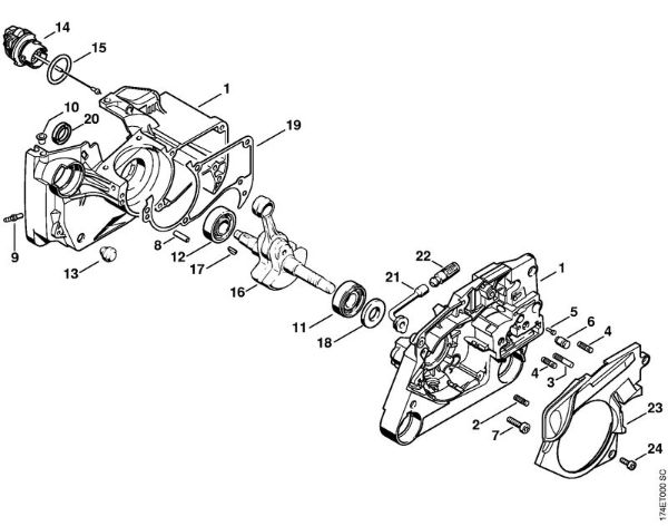 Moto-serras a gasolina (MS) MS 360 Caixa da cambota da marca Stihl
