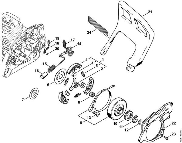 Moto-serras a gasolina (MS) MS 360 C Freio da corrente, Embreagem da marca Stihl