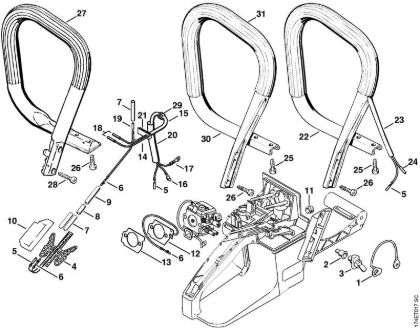 Moto-serras a gasolina (MS) MS 360 WVH Aquecimento, Tubo do punho da marca Stihl