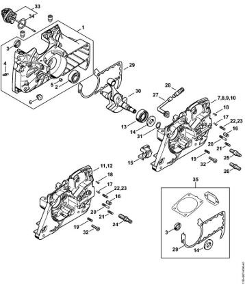 Moto-serras a gasolina (MS) MS 361 Caixa da cambota da marca Stihl