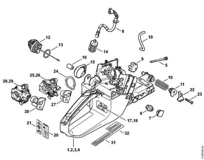 Moto-serras a gasolina (MS) MS 361 C-BQ Caixa do tanque da marca Stihl