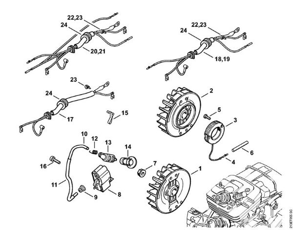 Moto-serras a gasolina (MS) MS 361 C-BQ Sistema de ignição, Cablagem préformada da marca Stihl