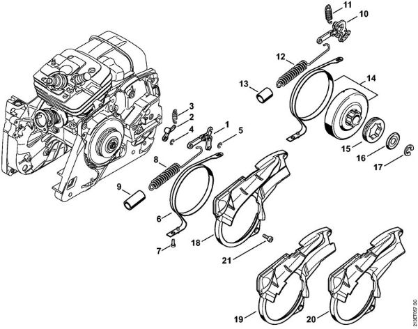 Moto-serras a gasolina (MS) MS 361-VW Freio da corrente da marca Stihl