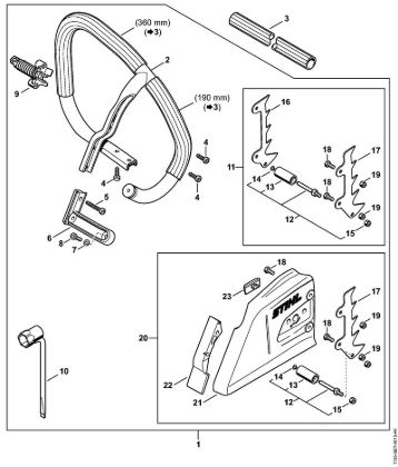 Moto-serras a gasolina (MS) MS 361-VW Jogo tubo do punho circular da marca Stihl
