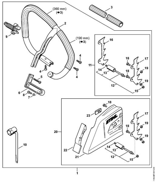 Moto-serras a gasolina (MS) MS 361-VW Jogo tubo do punho circular da marca Stihl