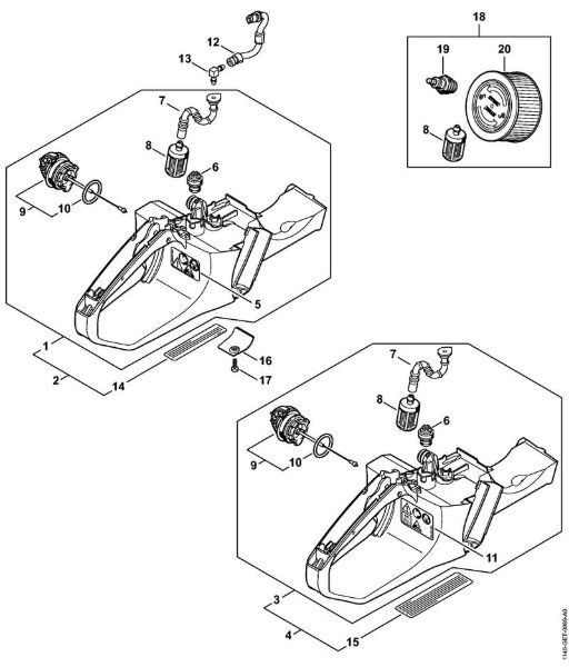 Moto-serras a gasolina (MS) MS 362 C-B Caixa do tanque da marca Stihl
