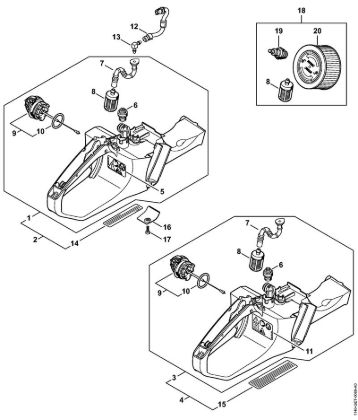 Moto-serras a gasolina (MS) MS 362 C-M Caixa do tanque da marca Stihl