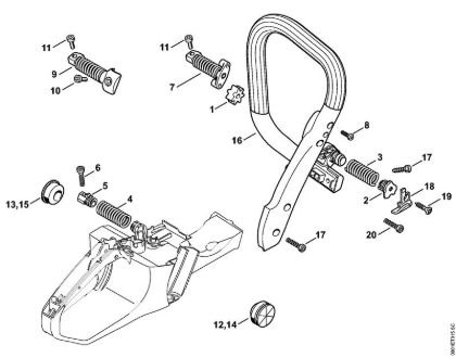 Moto-serras a gasolina (MS) MS 362 C-MQ Sistema anti-vibratório, Tubo do punho da marca Stihl