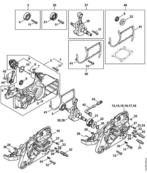 Moto-serras a gasolina (MS) MS 362 C-Q Caixa da cambota da marca Stihl
