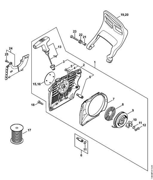 Moto-serras a gasolina (MS) MS 362 C-Q Dispositivo de arranque, Protecção da mão da marca Stihl