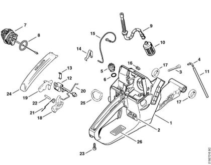 Moto-serras a gasolina (MS) MS 380 Caixa do tanque da marca Stihl