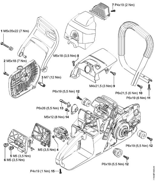 Moto-serras a gasolina (MS) MS 382 Binários de aperto da marca Stihl