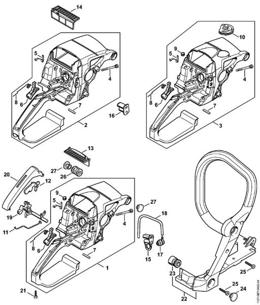 Moto-serras a gasolina (MS) MS 390 Caixa do cabo da marca Stihl