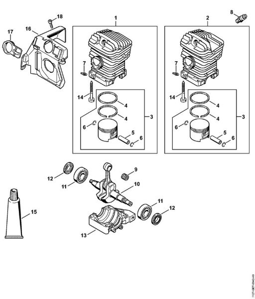 Moto-serras a gasolina (MS) MS 390 Cilindro da marca Stihl