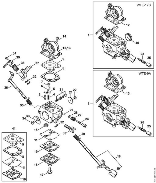 Moto-serras a gasolina (MS) MS 391 Carburador WTE-9, WTE-17 da marca Stihl