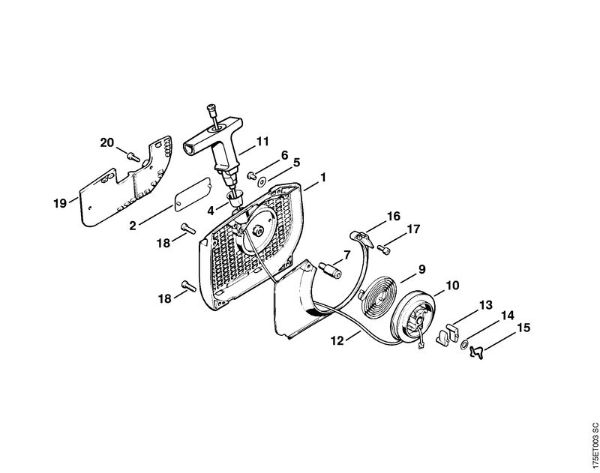 Moto-serras a gasolina (MS) MS 440-D Dispositivo de arranque da marca Stihl
