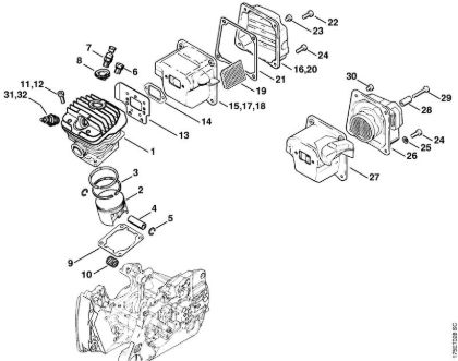 Moto-serras a gasolina (MS) MS 440-W Cilindro da marca Stihl