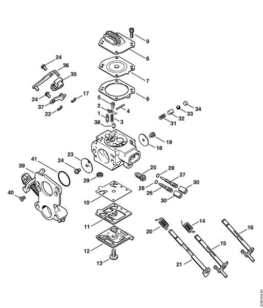 Moto-serras a gasolina (MS) MS 441 Carburador HD-41 da marca Stihl