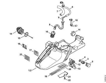 Moto-serras a gasolina (MS) MS 441 C-MQ Caixa do tanque da marca Stihl