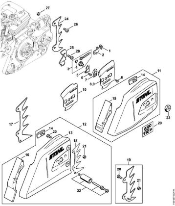 Moto-serras a gasolina (MS) MS 441 C-Q Dispositivo tensor da corrente da marca Stihl