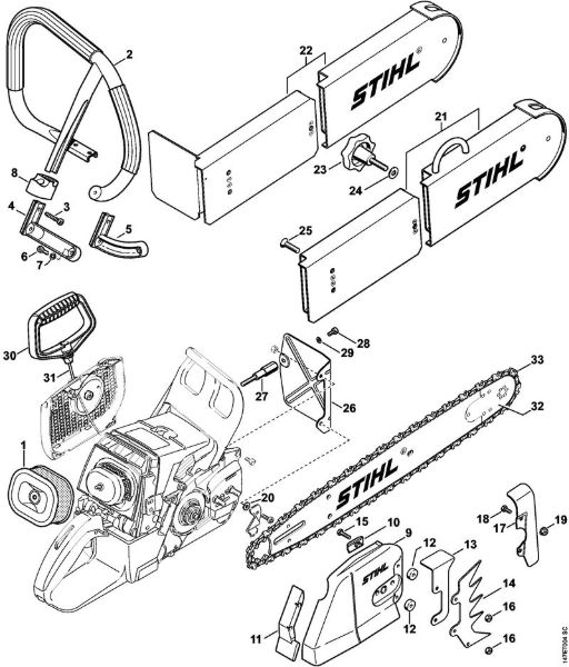 Moto-serras a gasolina (MS) MS 460 Jogo de transf. Serra para bombeiros (27.2000), (31.2005), (15.2007) da marca Stihl