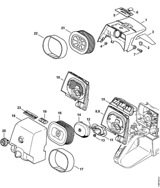 Moto-serras a gasolina (MS) MS 460-VW Arctic Cobertura, Filtro de ar da marca Stihl